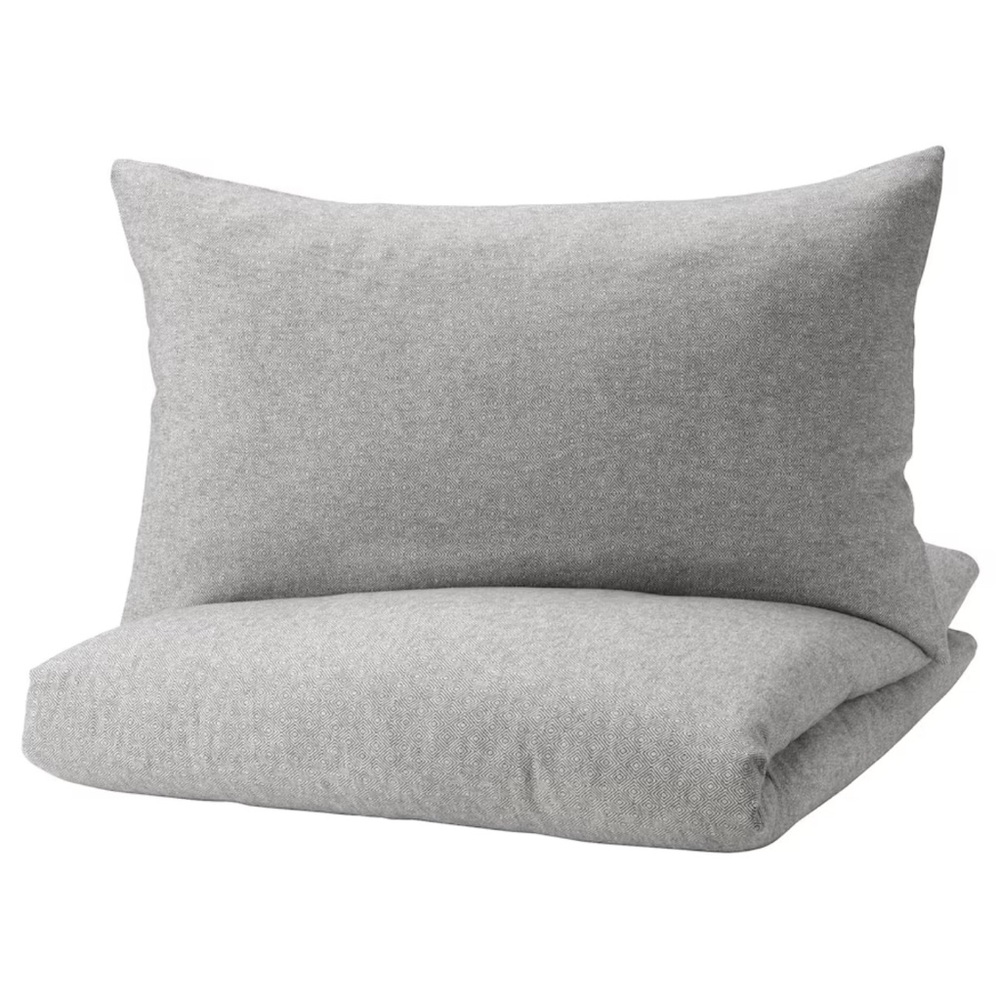 NEW IKEA VÄSTKUSTROS Duvet cover and pillowcase(s), dark gray/white, Twin